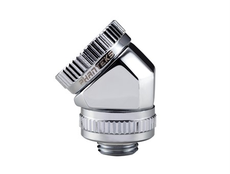 Phanteks 16mm Hard Tube Rotary Fitting 45° G1/4 - Chrome